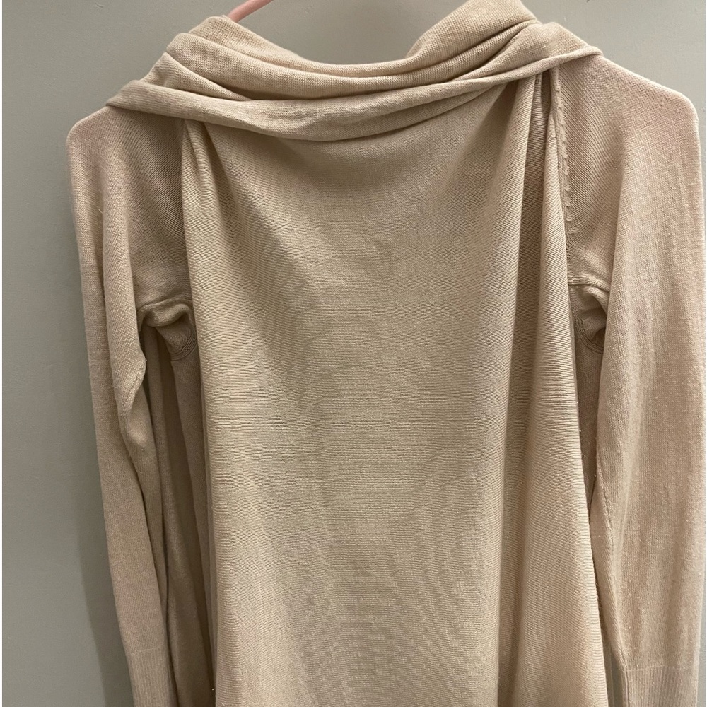 DKNY drape collar long winged sides tan cardigan L - Picture 5 of 5